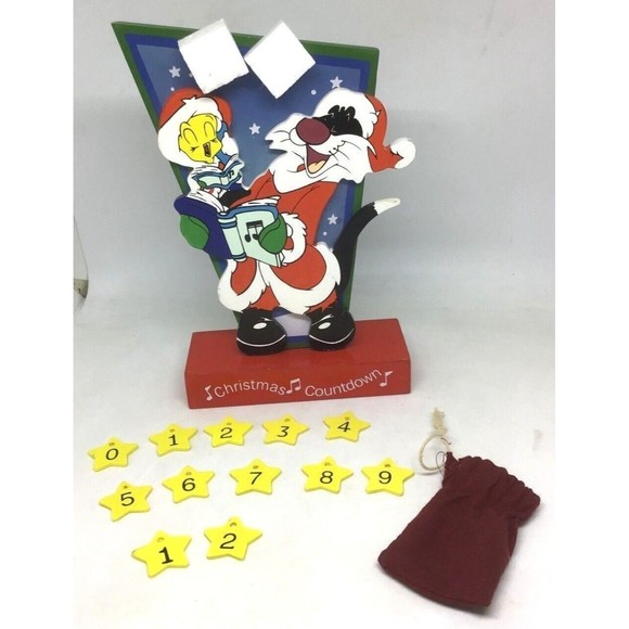 Looney Tunes Wooden Christmas Countdown Tweedy Sylvester 24 days Children Box - Picture 2 of 7